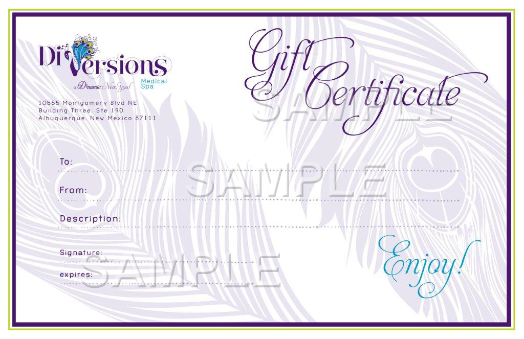 Diversions Med Spa Gift Certificate